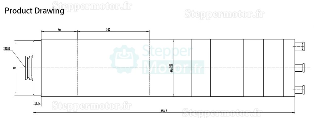 2,2K 220V/380V moteur de broche ATC (Changement d'outil automatique) refroidi par eau JGL80-20-24Z/2.2 0,88Nm 24,000 tr/min ISO20